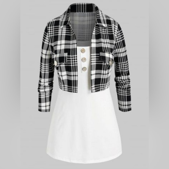 NWT Plus Size Plaid Open Front Top and Camisole Twinset (4X size 22) - Picture 10 of 12